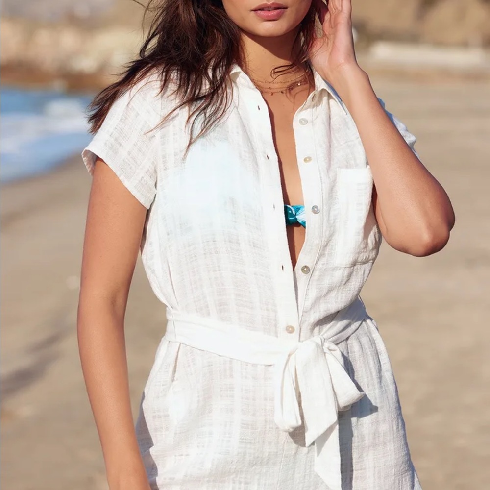 Ivory Button-Front Romper - Picture 5 of 5